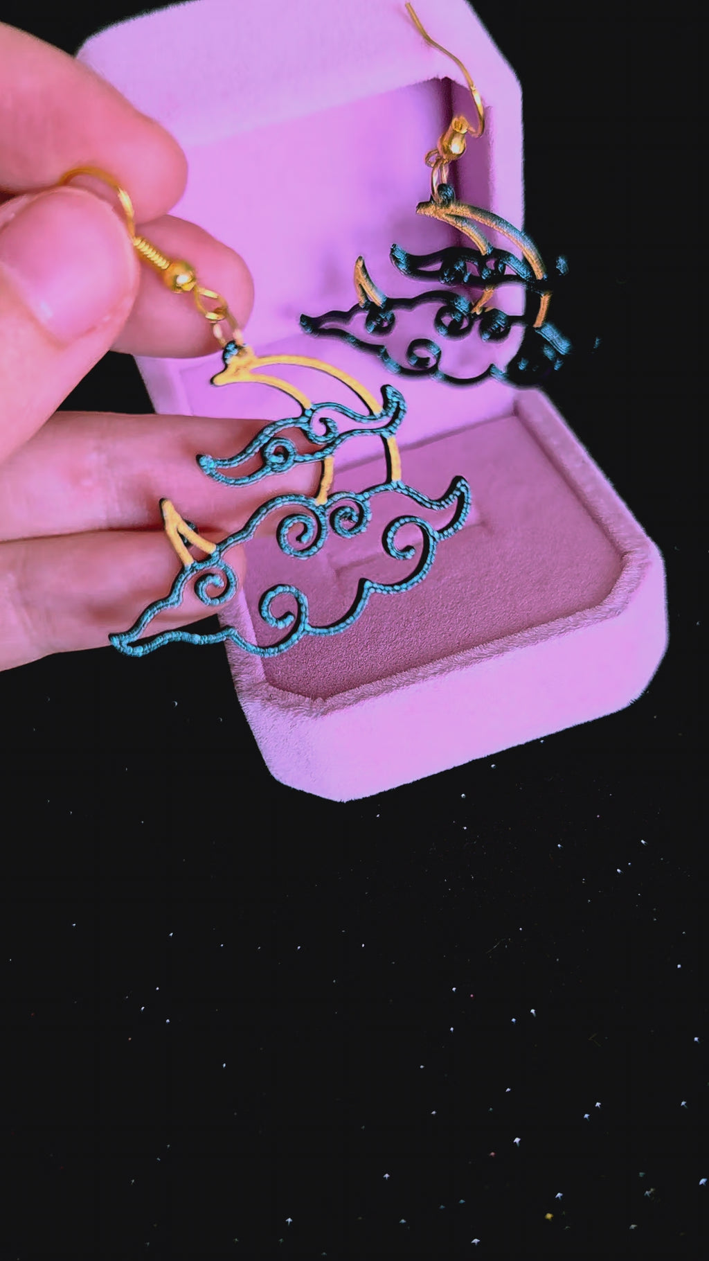Pendientes Luna Nocturna — Impresión 3D Pintados a Mano | Witchy Jewelry