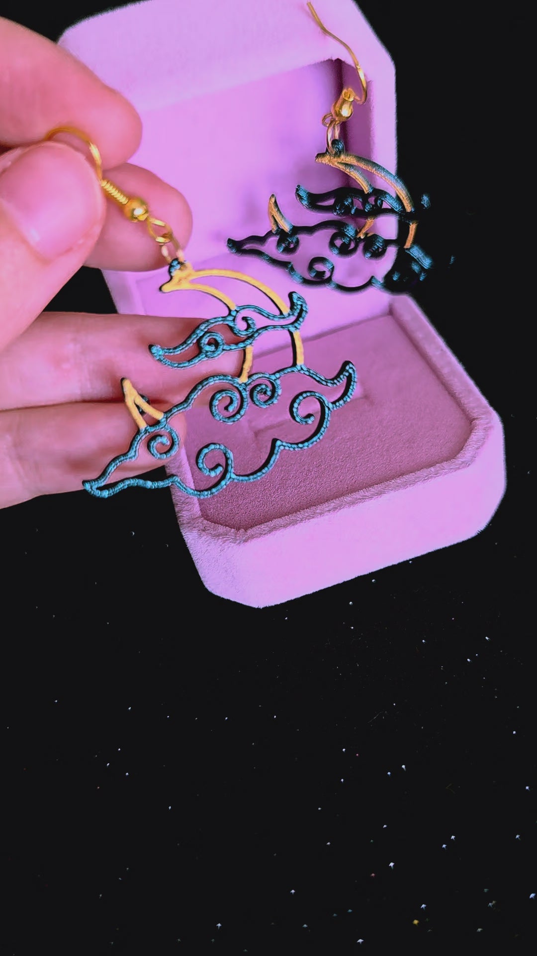 Pendientes Luna Nocturna — Impresión 3D Pintados a Mano | Witchy Jewelry