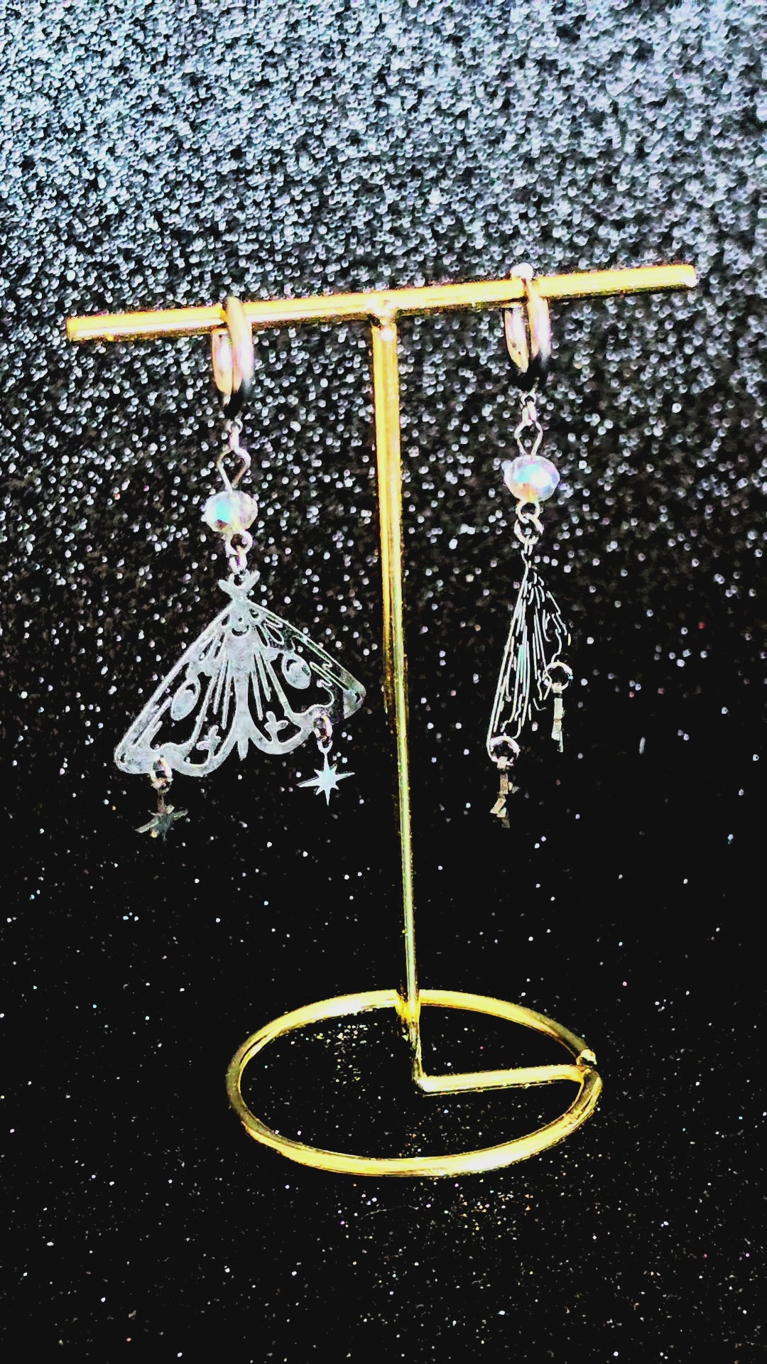 Pendientes Polilla Lunar | Acero Inoxidable con Cristales
