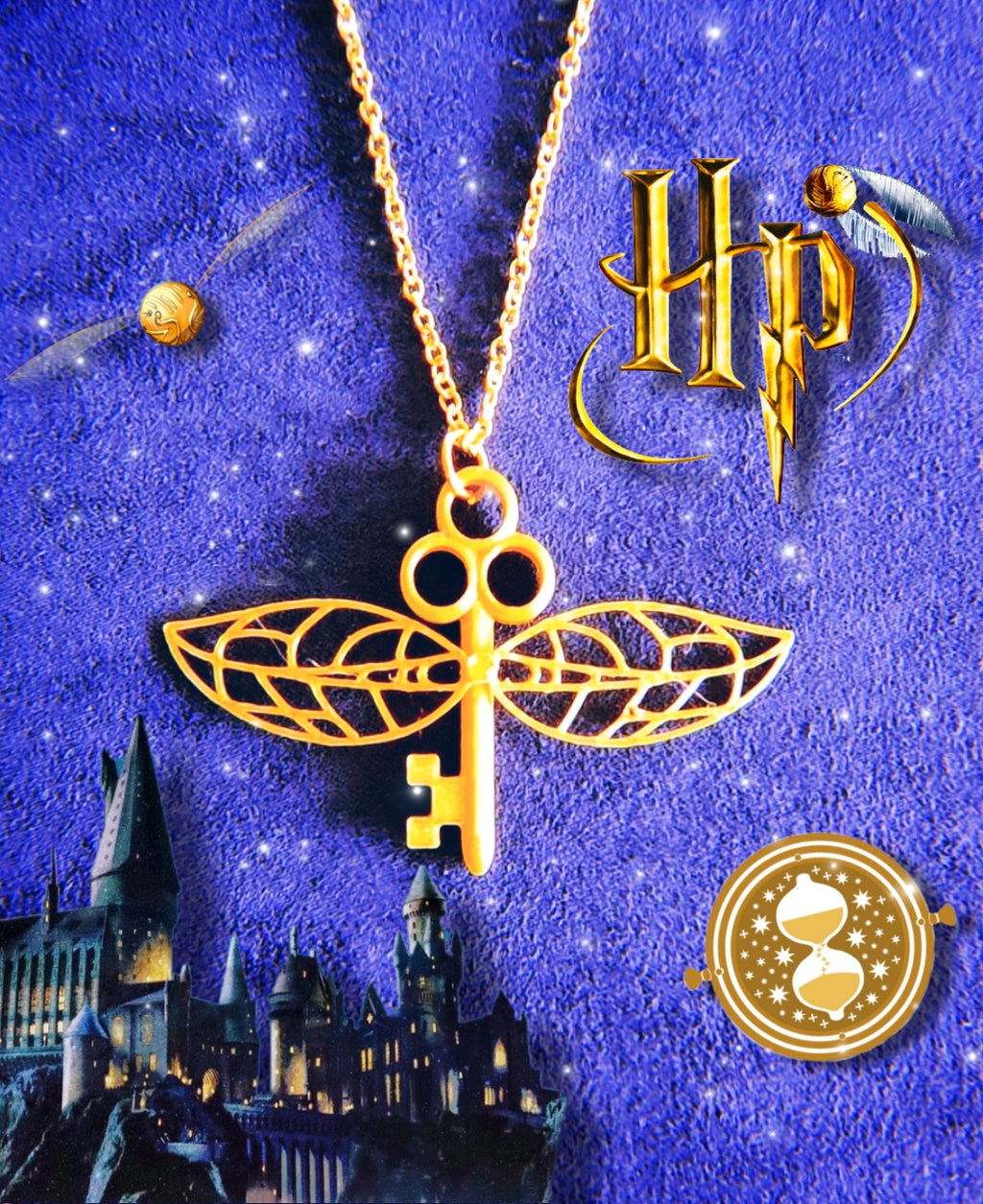 Collar Llave Harry Potter – Colgante 3D Cadena Acero Inoxidable Dorado | WitchBelyArt