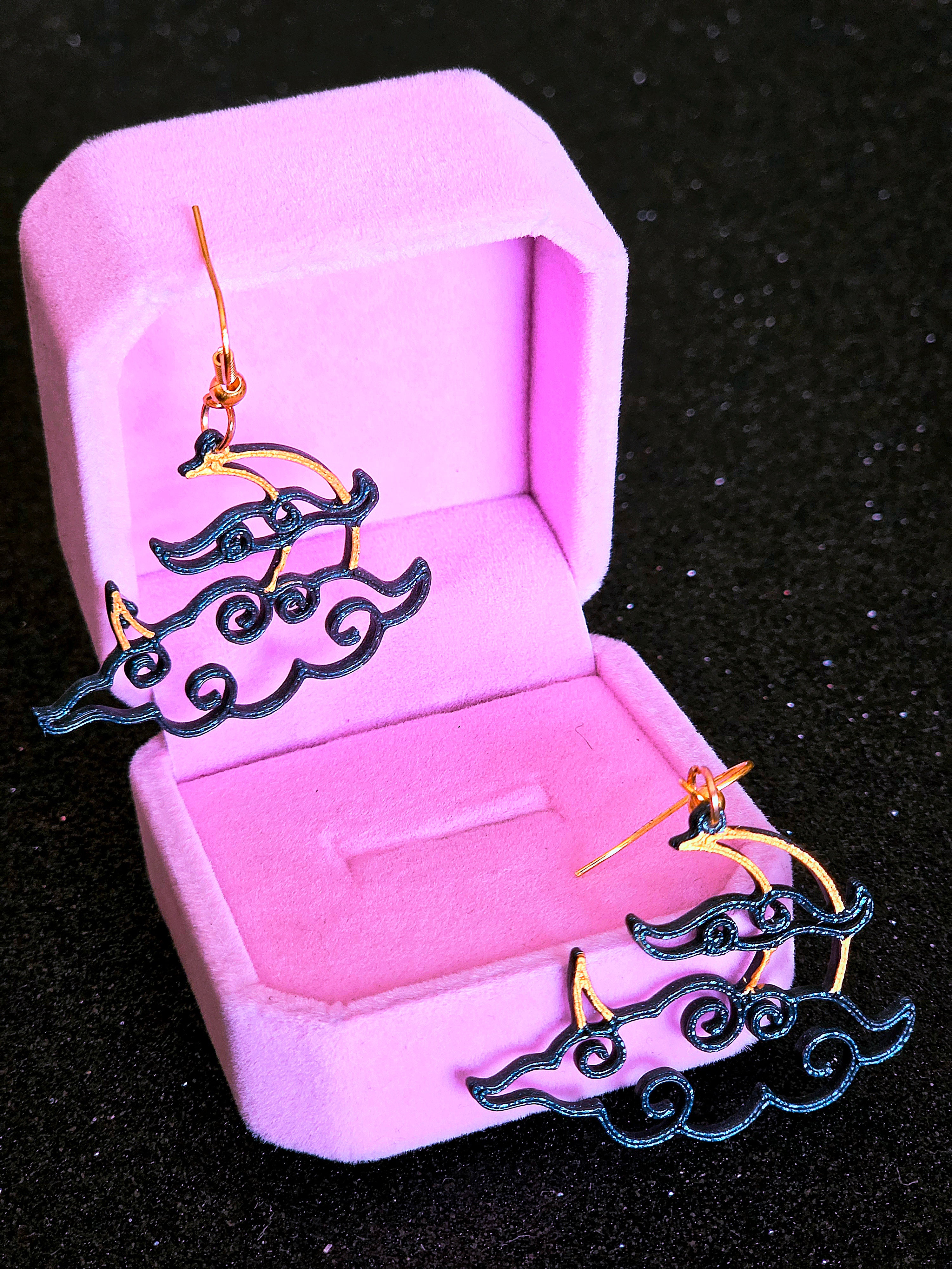 Pendientes Luna Nocturna — Impresión 3D Pintados a Mano | Witchy Jewelry