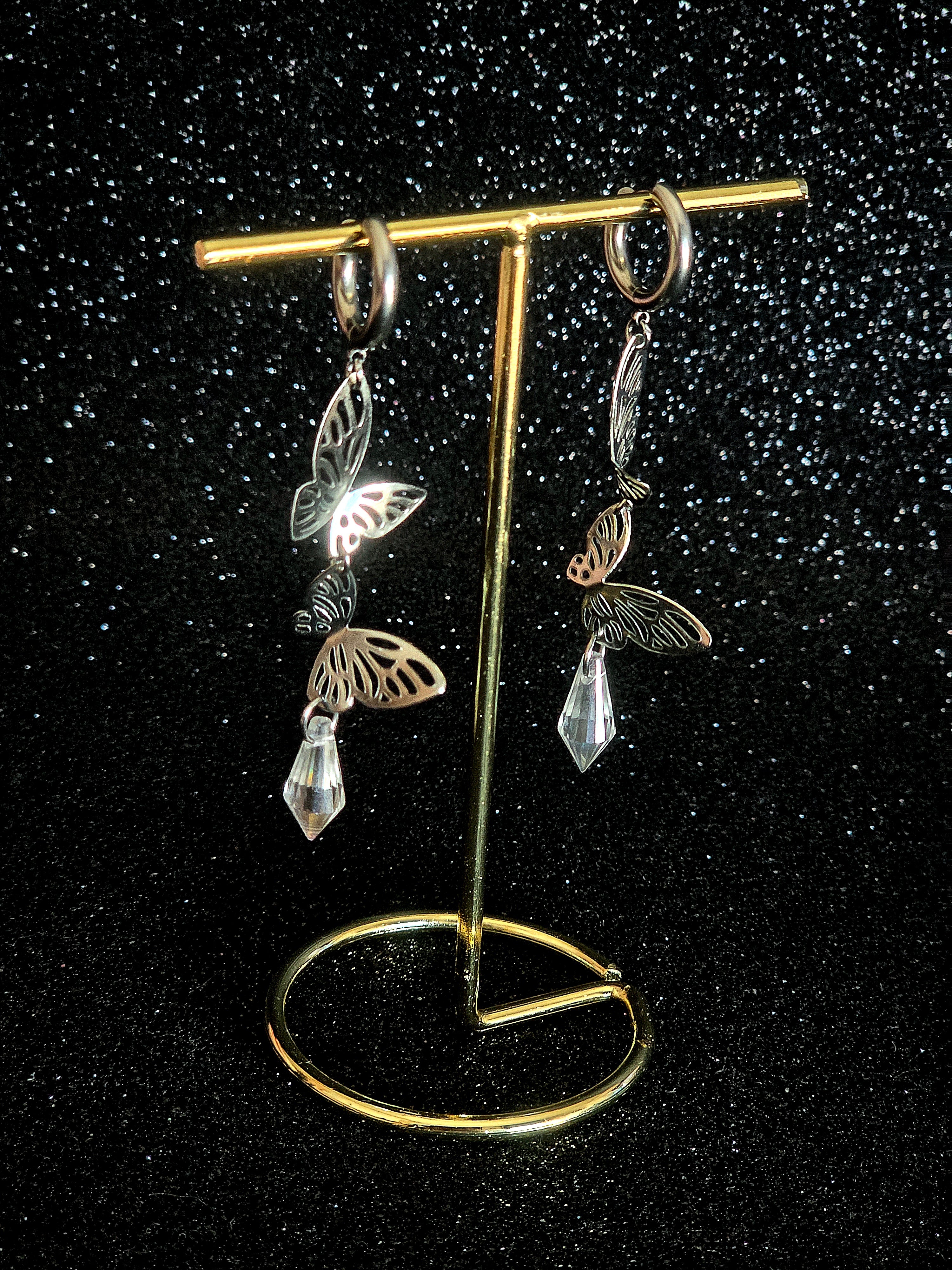 Pendientes Crystal Fairy – Acero Inoxidable con Cristales Iridiscentes | WitchBelyArt