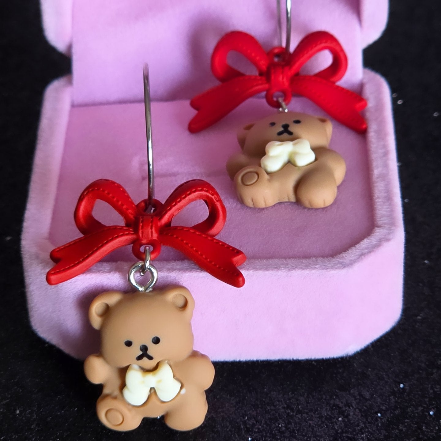 Pendientes Ositos & Lacitos — Kawaii Coquette | Aros Acero Inoxidable