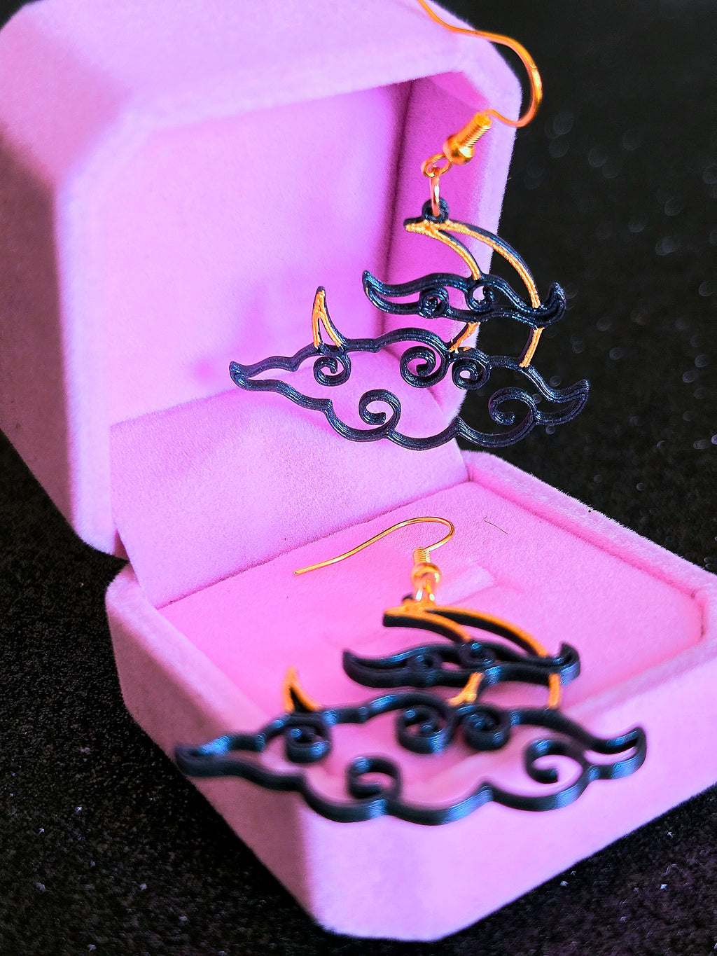 Pendientes Luna Nocturna — Impresión 3D Pintados a Mano | Witchy Jewelry