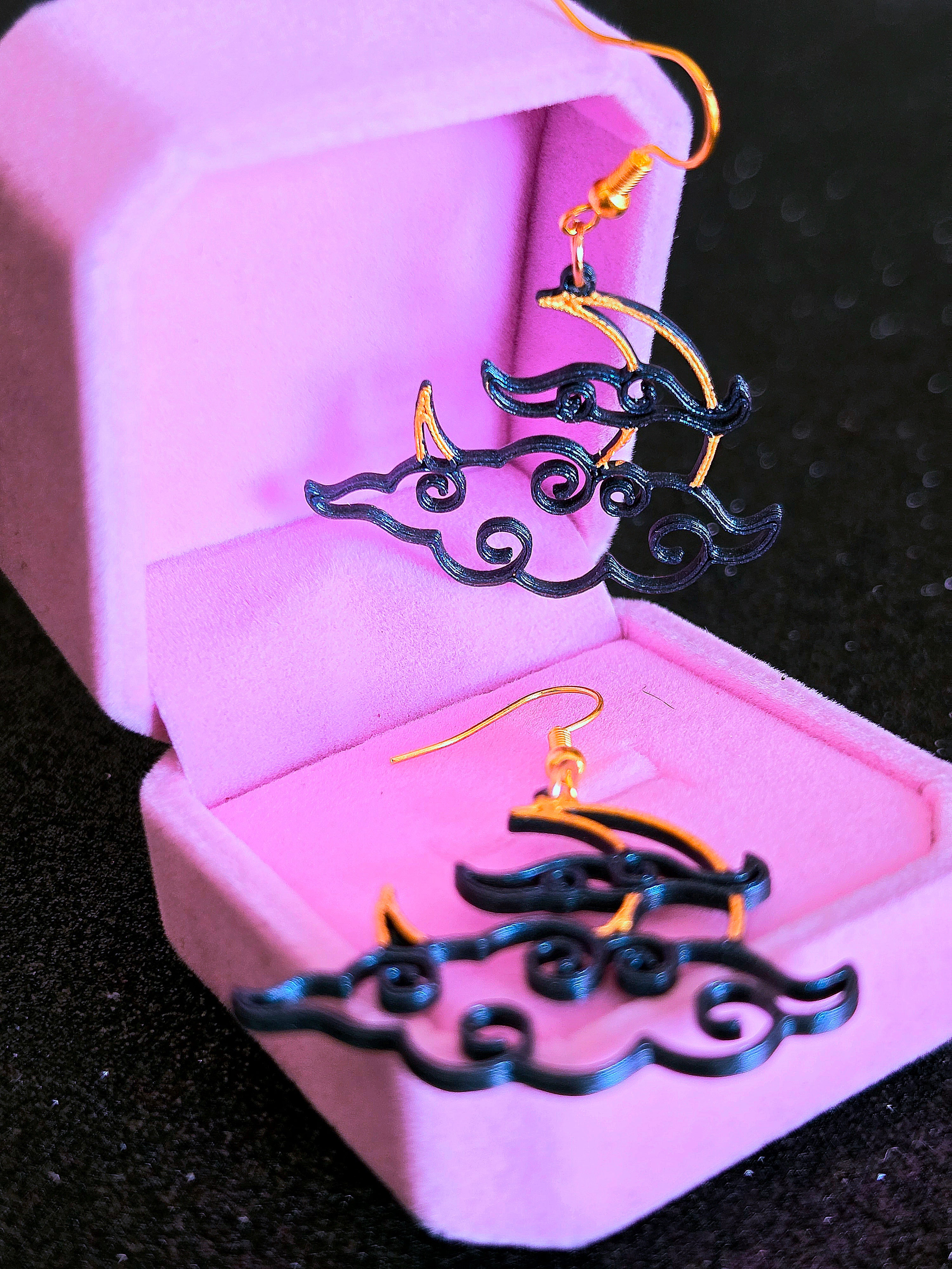 Pendientes Luna Nocturna — Impresión 3D Pintados a Mano | Witchy Jewelry