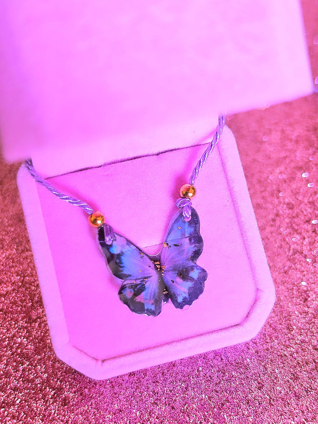 Collar Mariposa Resina Morada – Estilo Fairycore Hecho a Mano