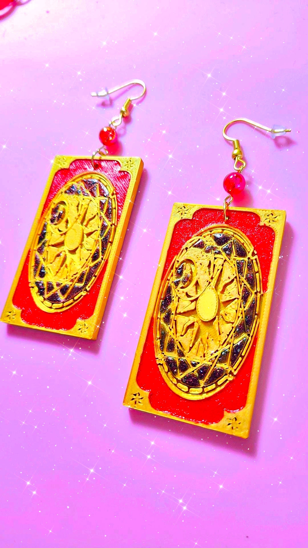 Pendientes Sakura Card Captor – Joyas Anime 3D Pintadas a Mano