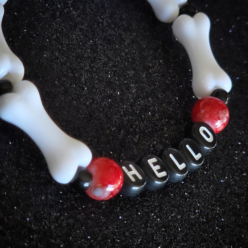 Pulsera H E L L O dark terror Bones Bleeding Goth Witchy